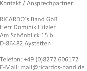 Kontakt - Hochzeitsband Bayern RICARDO's